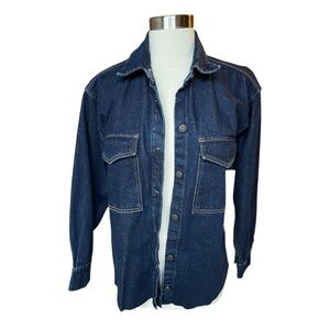 Etica Dark Blue Denim Jean Jacket - Raw Hem - Size XS